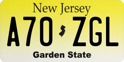 NJ license plate A70ZGL