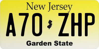 NJ license plate A70ZHP