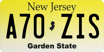 NJ license plate A70ZIS