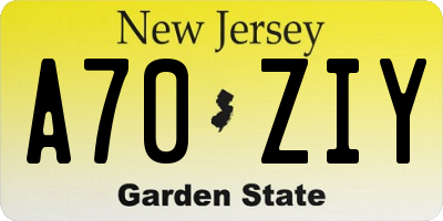 NJ license plate A70ZIY