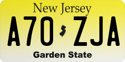 NJ license plate A70ZJA