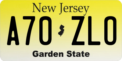 NJ license plate A70ZLO