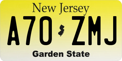 NJ license plate A70ZMJ