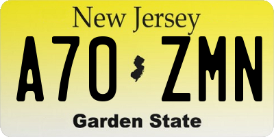 NJ license plate A70ZMN
