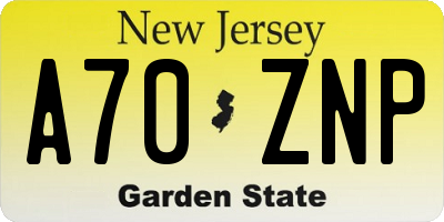 NJ license plate A70ZNP