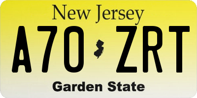NJ license plate A70ZRT
