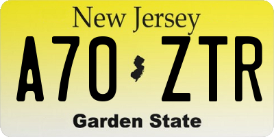 NJ license plate A70ZTR