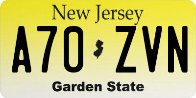 NJ license plate A70ZVN