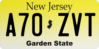 NJ license plate A70ZVT