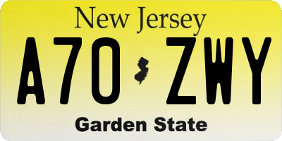 NJ license plate A70ZWY