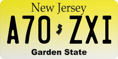 NJ license plate A70ZXI