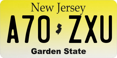 NJ license plate A70ZXU
