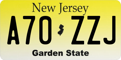 NJ license plate A70ZZJ