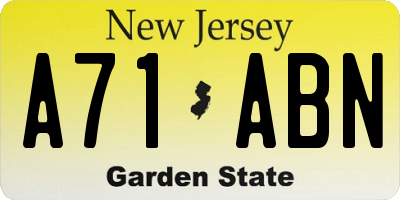 NJ license plate A71ABN