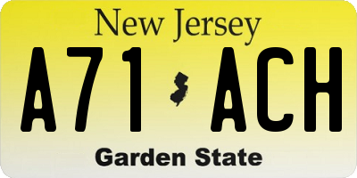 NJ license plate A71ACH