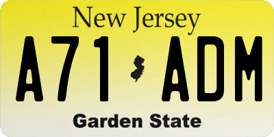 NJ license plate A71ADM