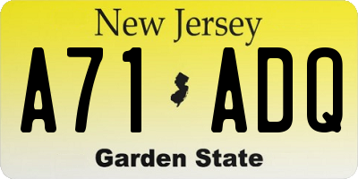 NJ license plate A71ADQ