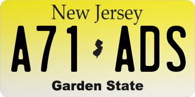 NJ license plate A71ADS