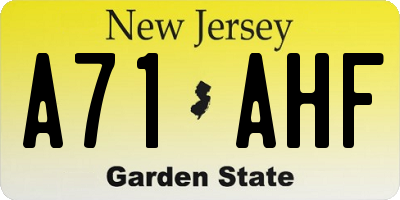 NJ license plate A71AHF