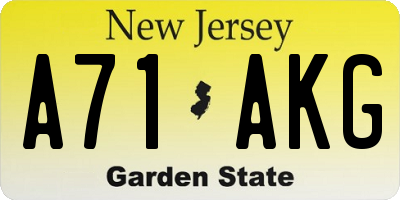NJ license plate A71AKG