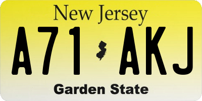 NJ license plate A71AKJ