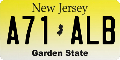NJ license plate A71ALB