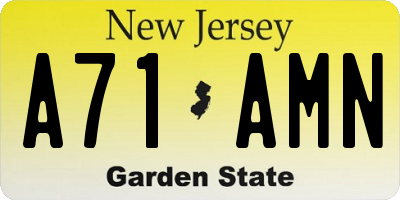 NJ license plate A71AMN