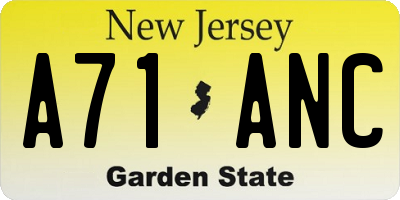 NJ license plate A71ANC