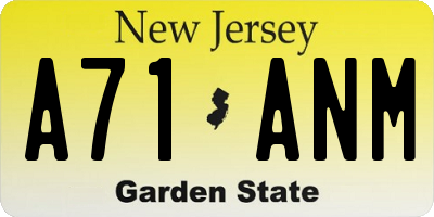 NJ license plate A71ANM