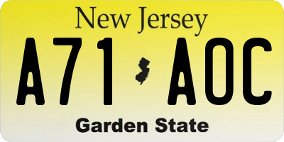 NJ license plate A71AOC