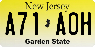 NJ license plate A71AOH