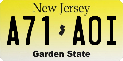 NJ license plate A71AOI