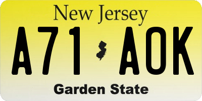 NJ license plate A71AOK