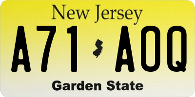 NJ license plate A71AOQ