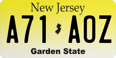 NJ license plate A71AOZ