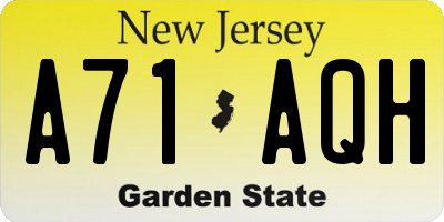 NJ license plate A71AQH