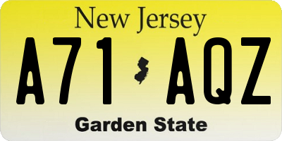 NJ license plate A71AQZ