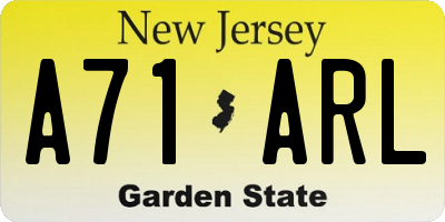 NJ license plate A71ARL