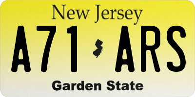 NJ license plate A71ARS