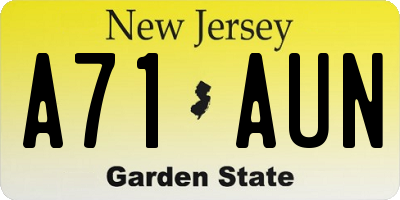 NJ license plate A71AUN