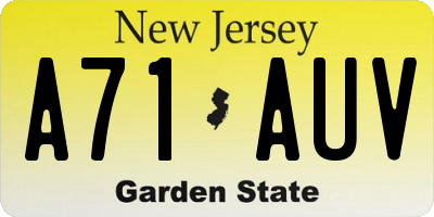 NJ license plate A71AUV