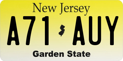 NJ license plate A71AUY