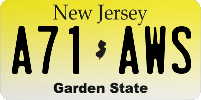 NJ license plate A71AWS