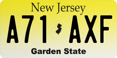 NJ license plate A71AXF