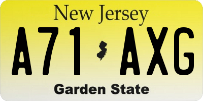 NJ license plate A71AXG