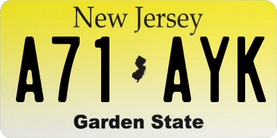 NJ license plate A71AYK