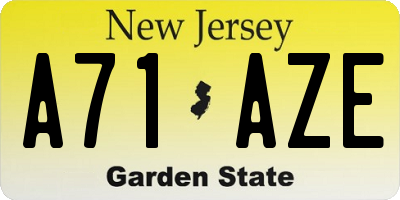 NJ license plate A71AZE