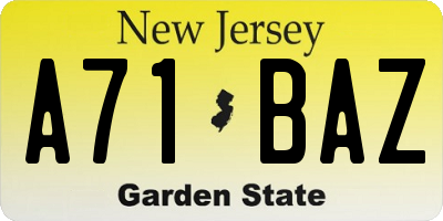 NJ license plate A71BAZ