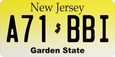 NJ license plate A71BBI