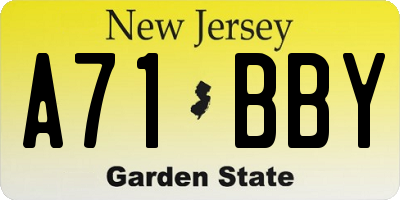 NJ license plate A71BBY